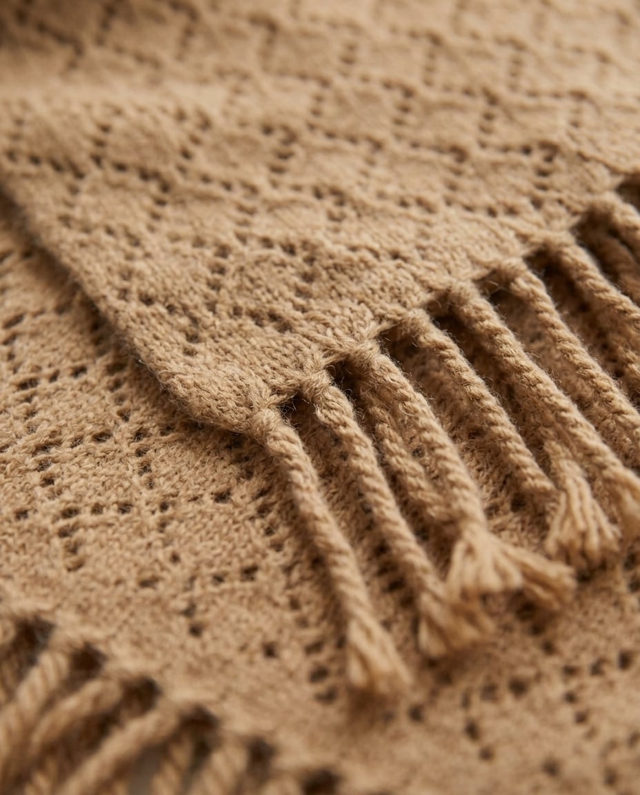 Helene - Soft Lattice Wool Winter Scarf | Maison Perigee — detail