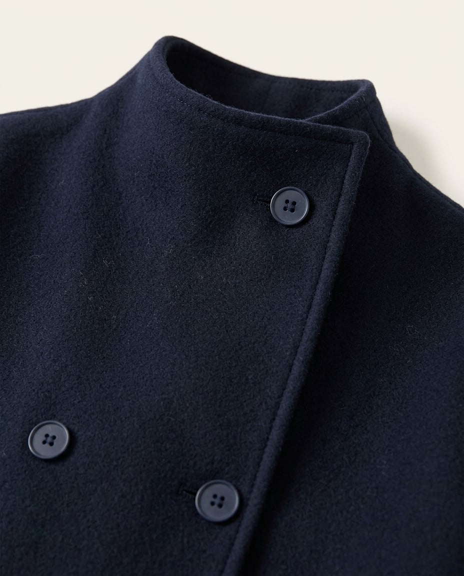 Amelia Sophisticated Double-Breasted Wool Jacket in Navy — Maison Perigee — detail