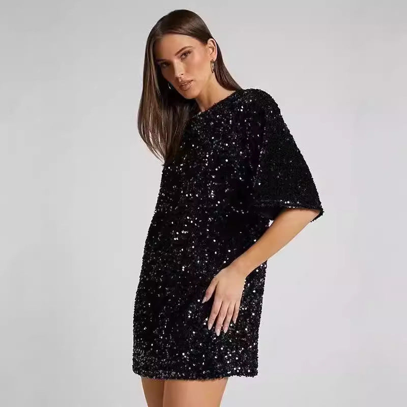 Mia - Chic Shoulder Strap Beaded Cocktail Dress