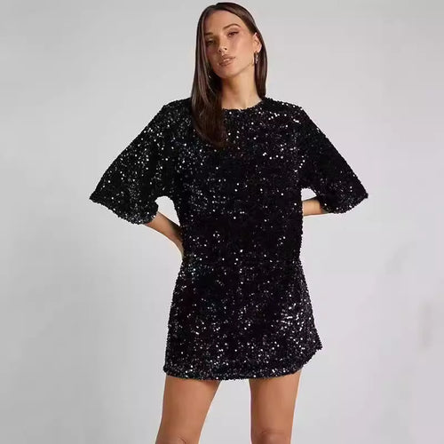 Mia - Chic Shoulder Strap Beaded Cocktail Dress