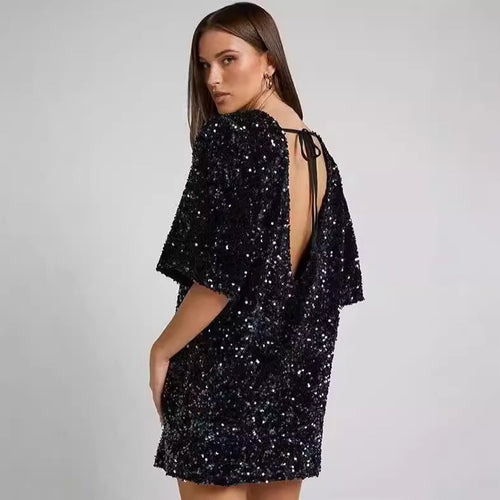 Mia - Chic Shoulder Strap Beaded Cocktail Dress