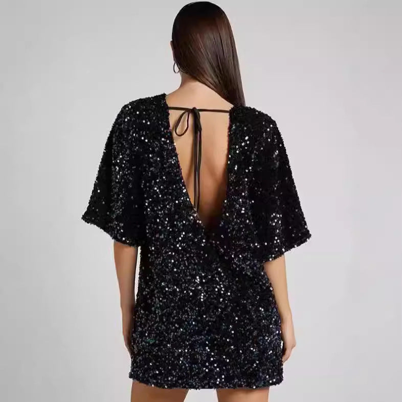 Mia - Chic Shoulder Strap Beaded Cocktail Dress