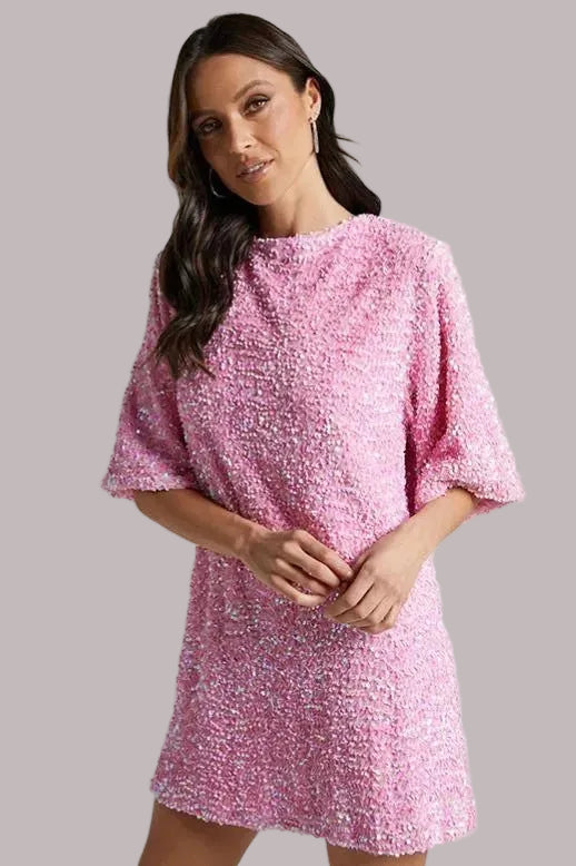 Mia - Chic Shoulder Strap Beaded Cocktail Dress