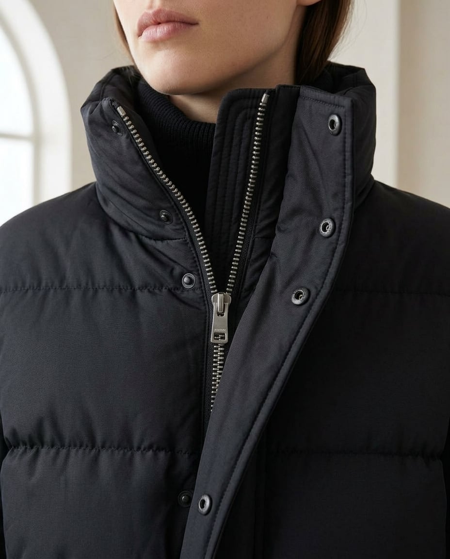 Amelia | Elegant Puffer Jacket for Winter - Detail Close-Up