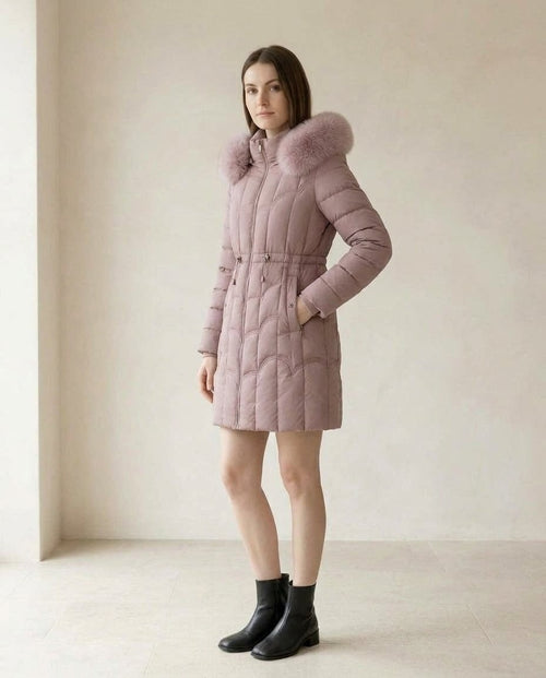 Amelia | Elegant Quilted Puffer Jacket for Winter — side | Maison Perigee