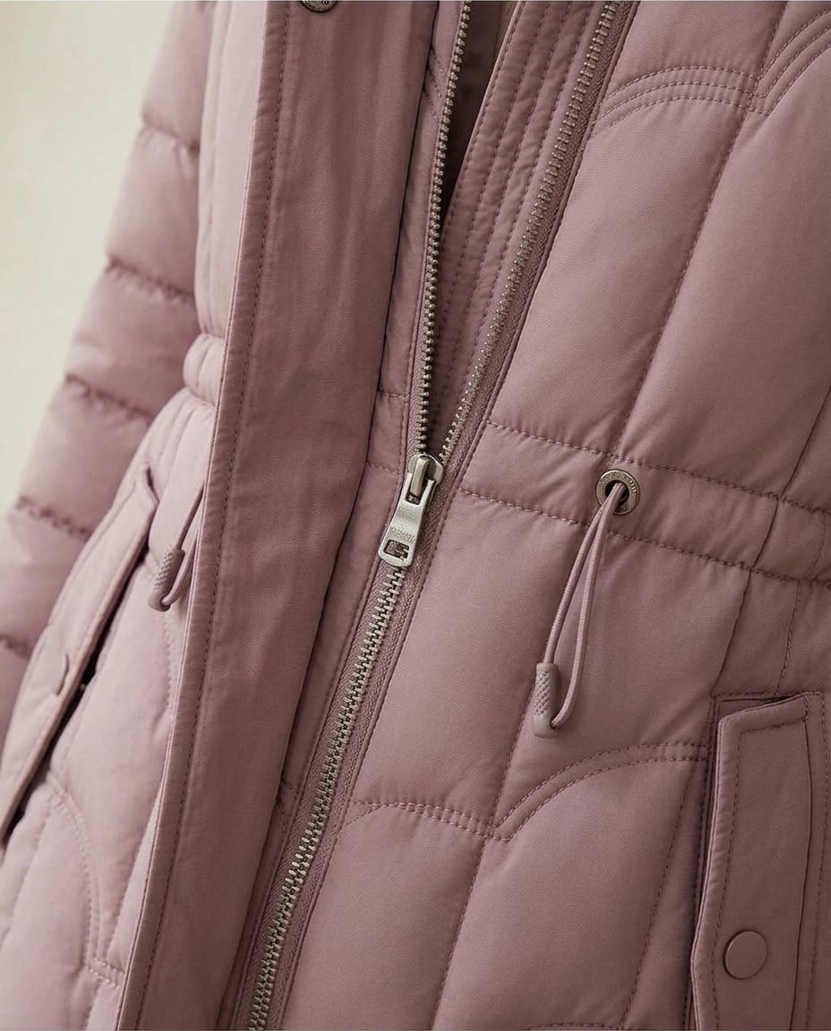 Amelia | Elegant Quilted Puffer Jacket for Winter — detail | Maison Perigee