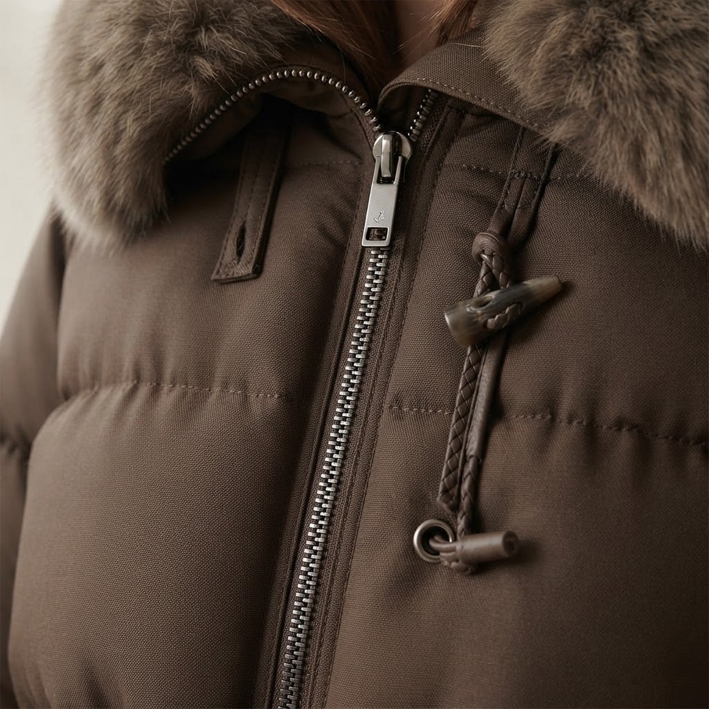 Amelia | Refined Parka Coat for Winter - Detail Close-Up