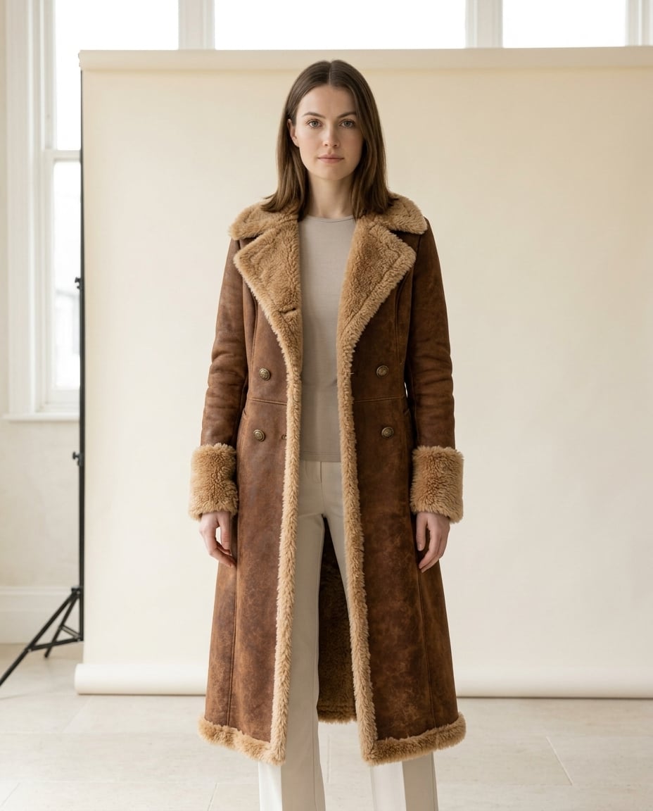Amelia | Refined Shearling Coat for Winter — front | Maison Perigee