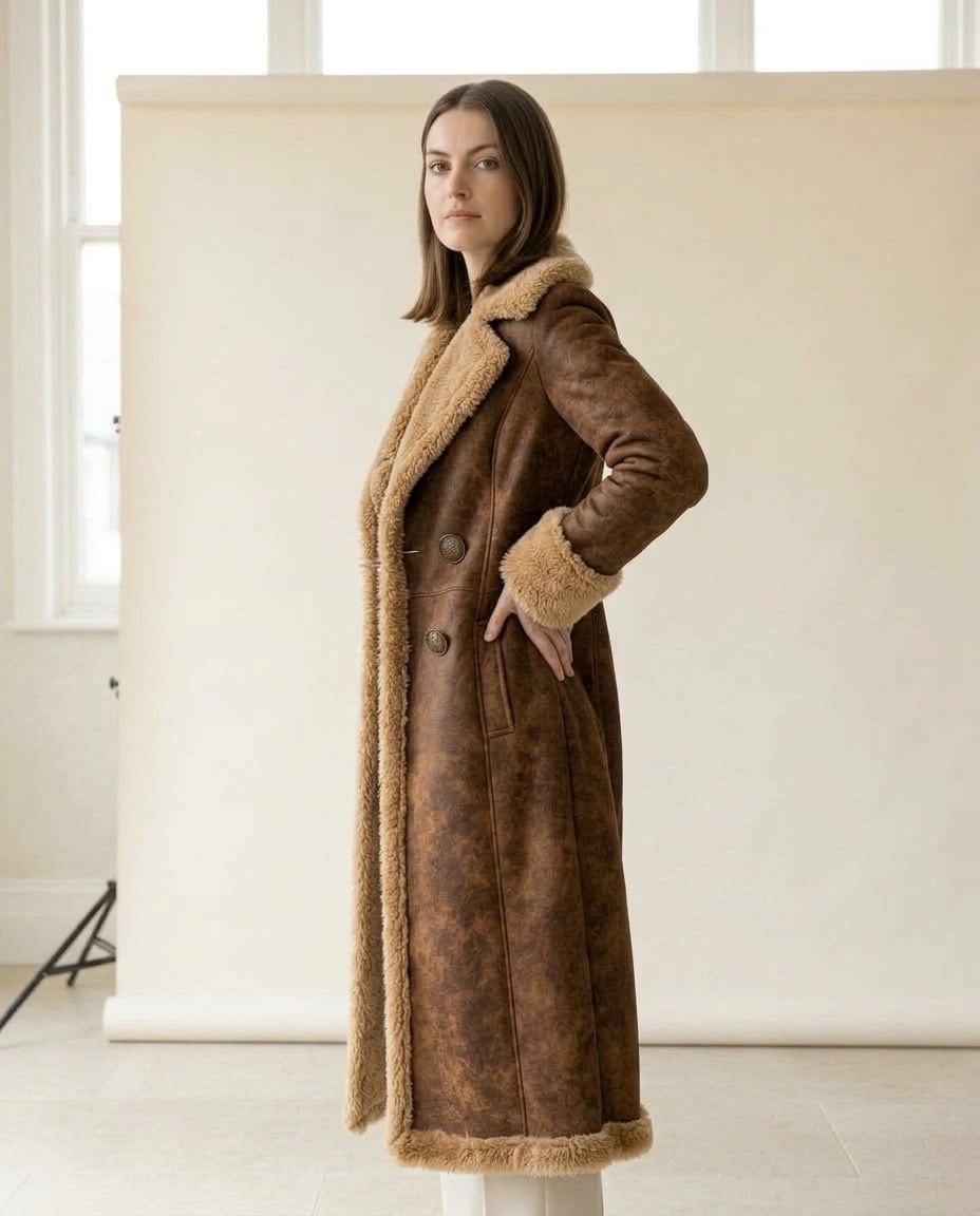 Amelia | Refined Shearling Coat for Winter — side | Maison Perigee