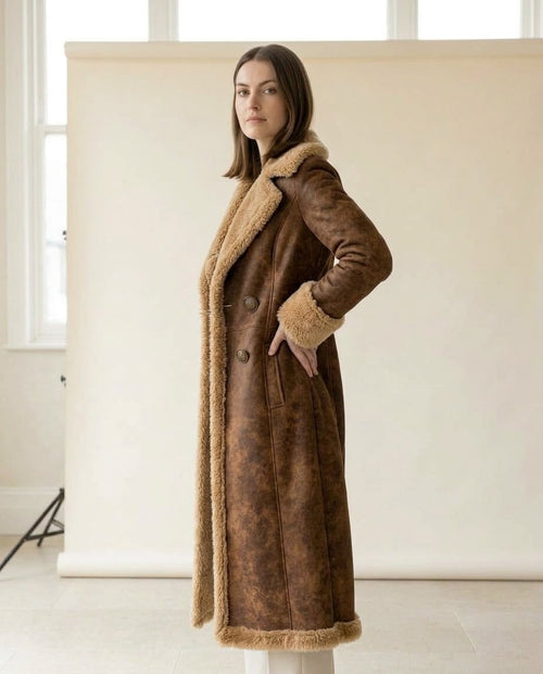Amelia | Refined Shearling Coat for Winter — side | Maison Perigee