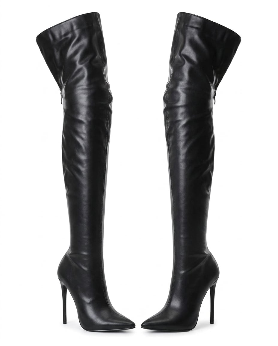 Black over-the-knee boots product photo, white background | Maison Perigee — product