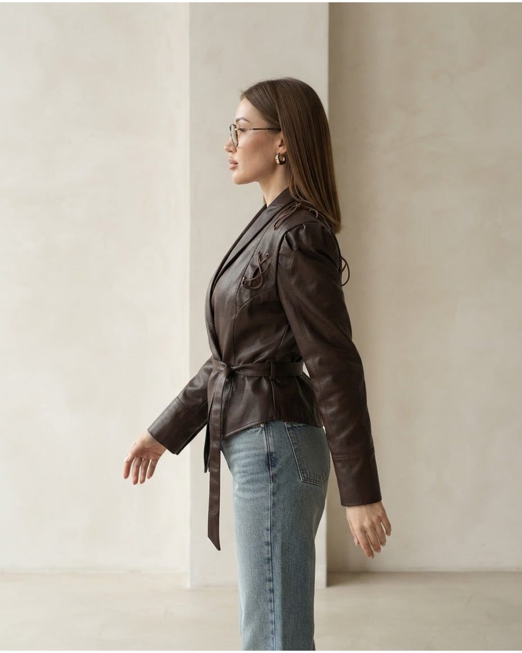 Amelia | Timeless Leather Jacket for Autumn/Winter - Side View