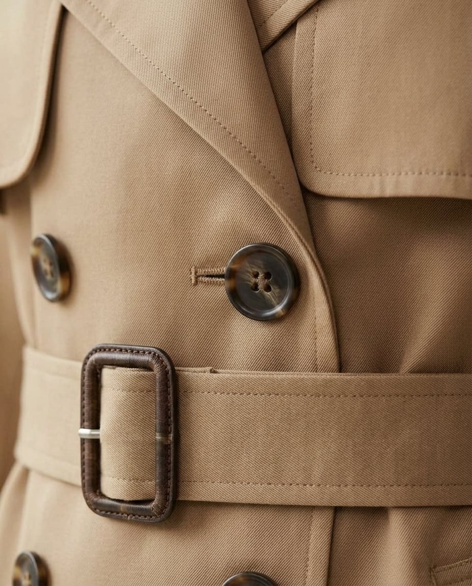 Amelia | Timeless Trench Coat for Winter — detail | Maison Perigee