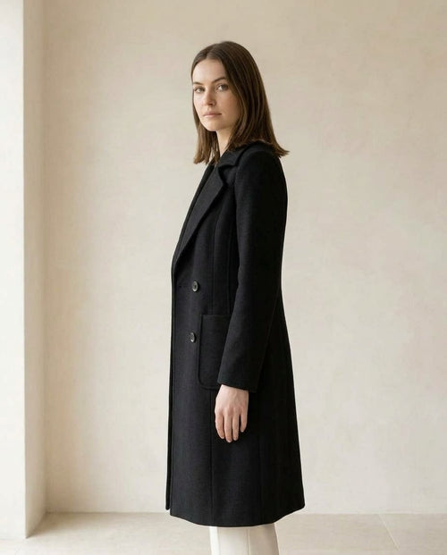 Amelia | Timeless Wool Blend Trench for Autumn/Winter — side | Maison Perigee