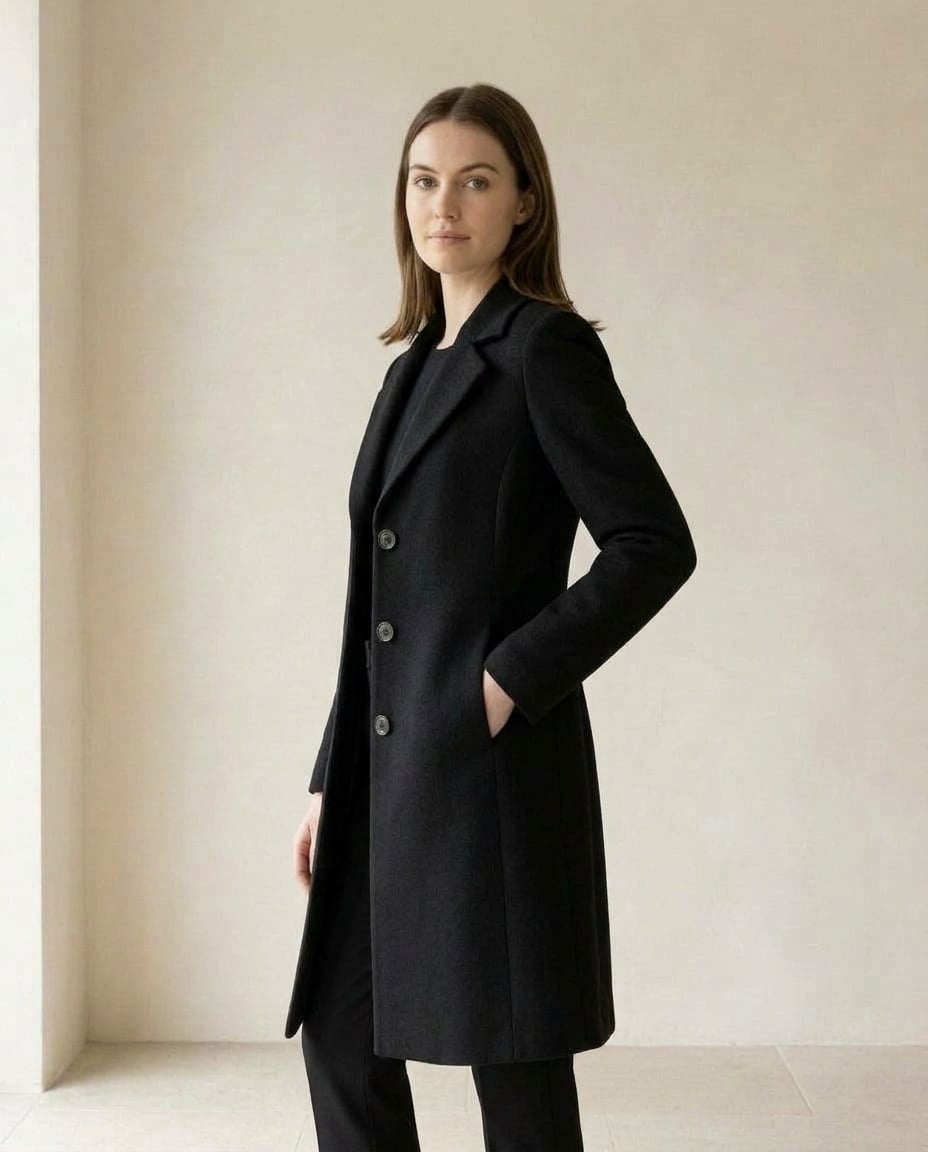 Amelia | Timeless Wool Coat for Autumn/Winter — side | Maison Perigee