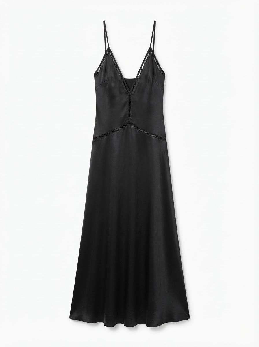 Amelie - Elegant Satin Party Dress - flat lay