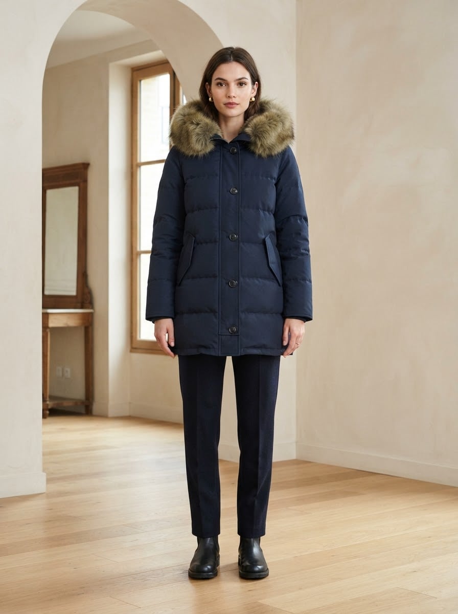 Amelie - Hooded Parka Coat for Winter - front view