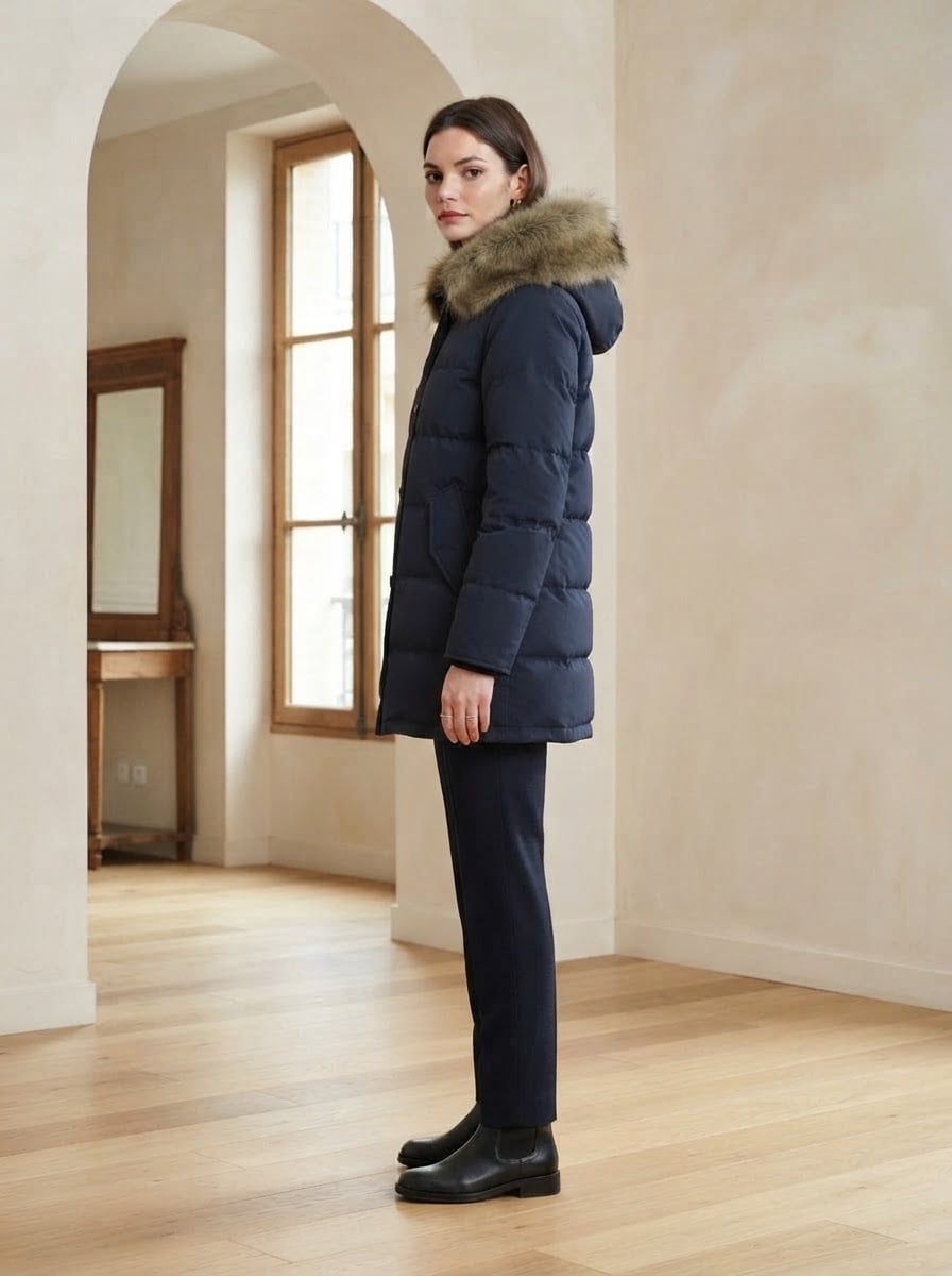 Amelie - Hooded Parka Coat for Winter - side view