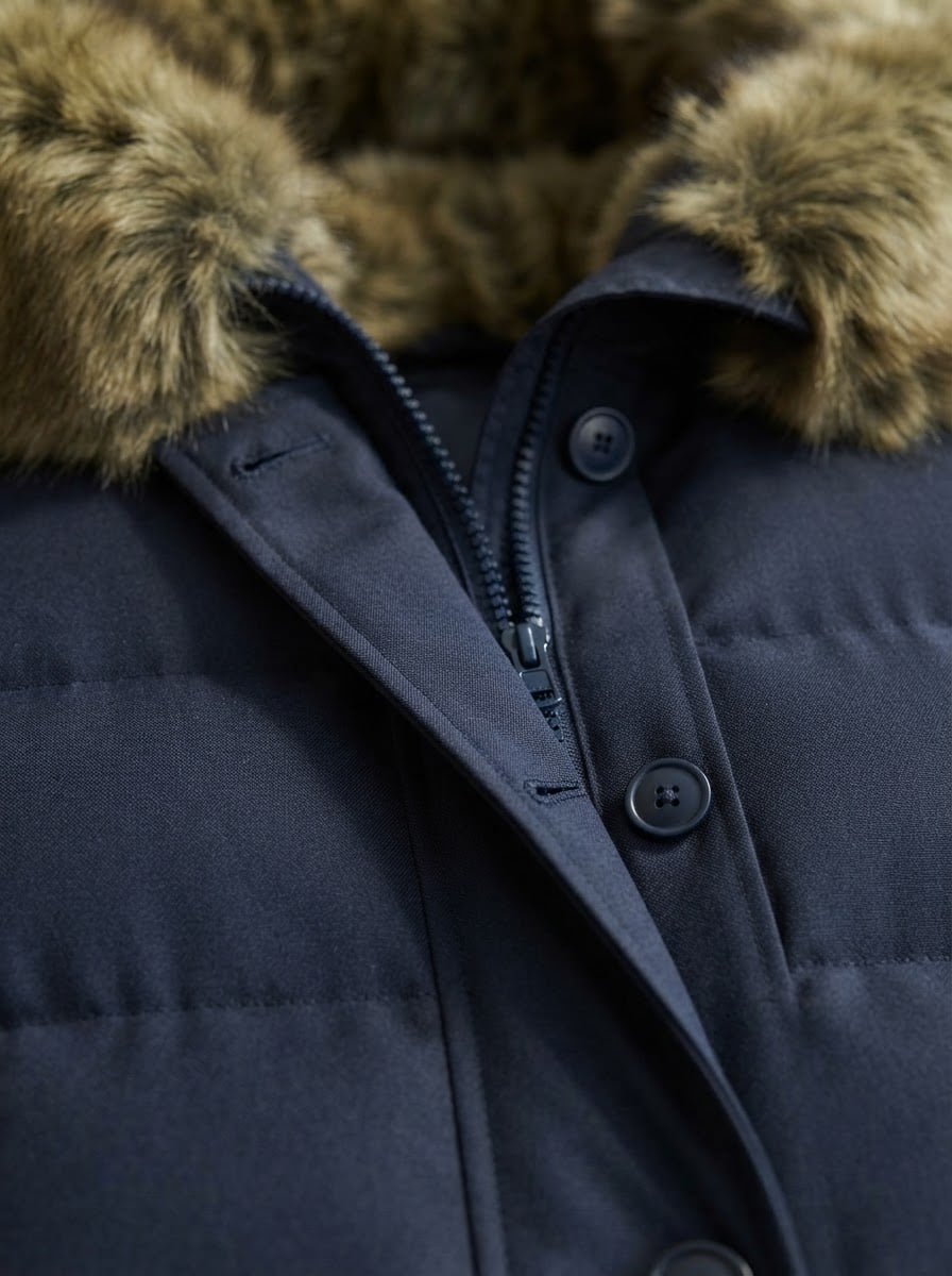Amelie - Hooded Parka Coat for Winter - detail close-up