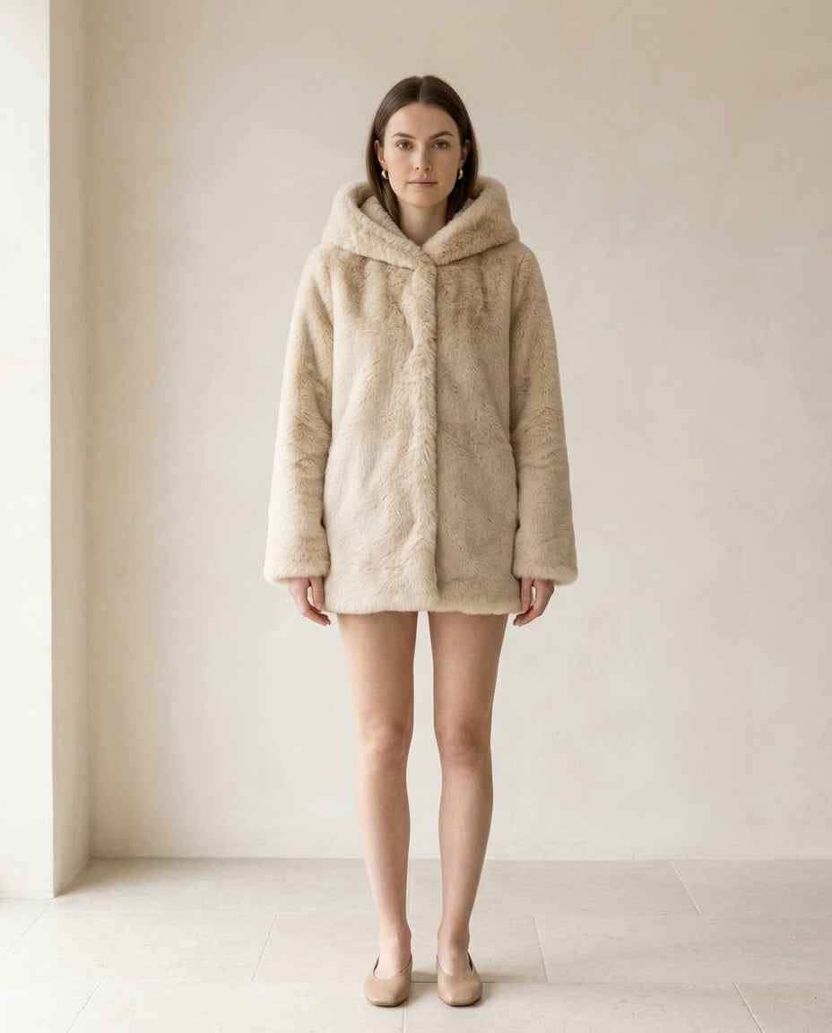 Amelie - Luxe Faux Fur Hooded Coat for Winter - front view