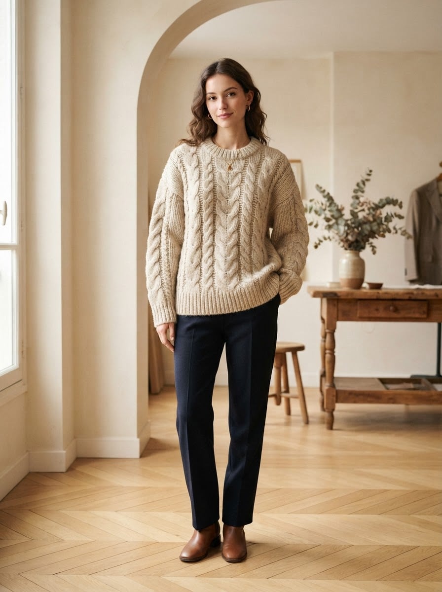 Amelie - Oversized Chunky Knit Jumper - front view