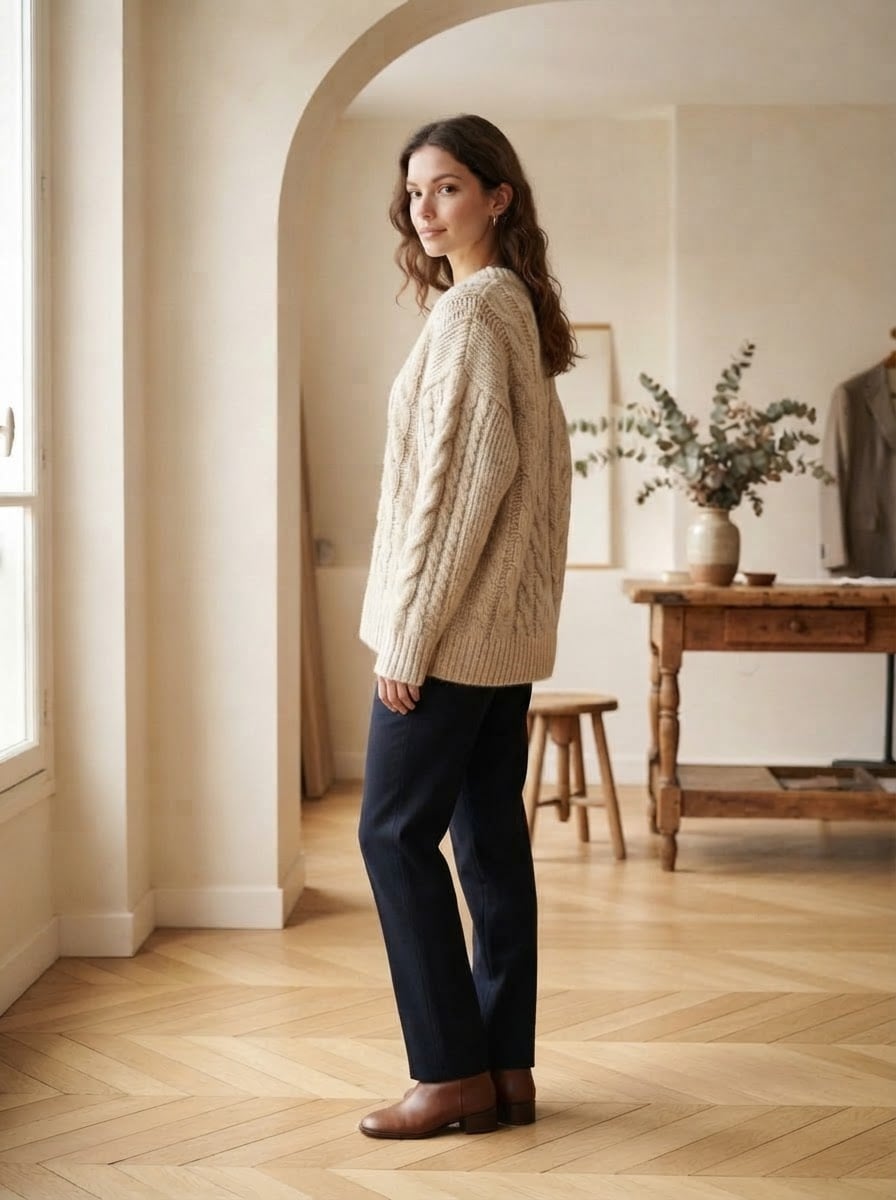 Amelie - Oversized Chunky Knit Jumper - side view