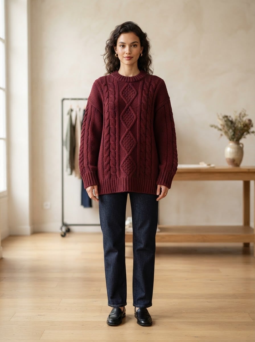 Amelie - Oversized Chunky Knit Jumper - front view