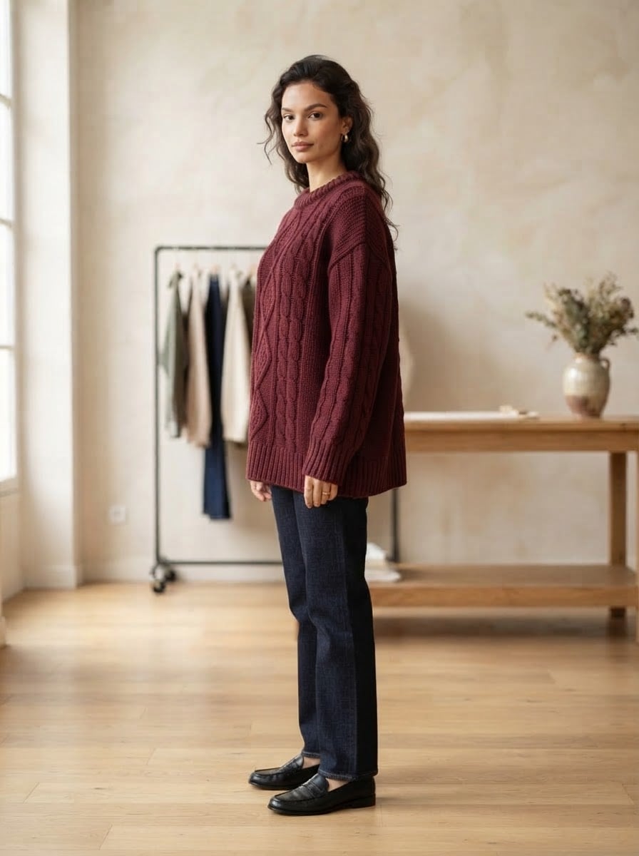 Amelie - Oversized Chunky Knit Jumper - side view