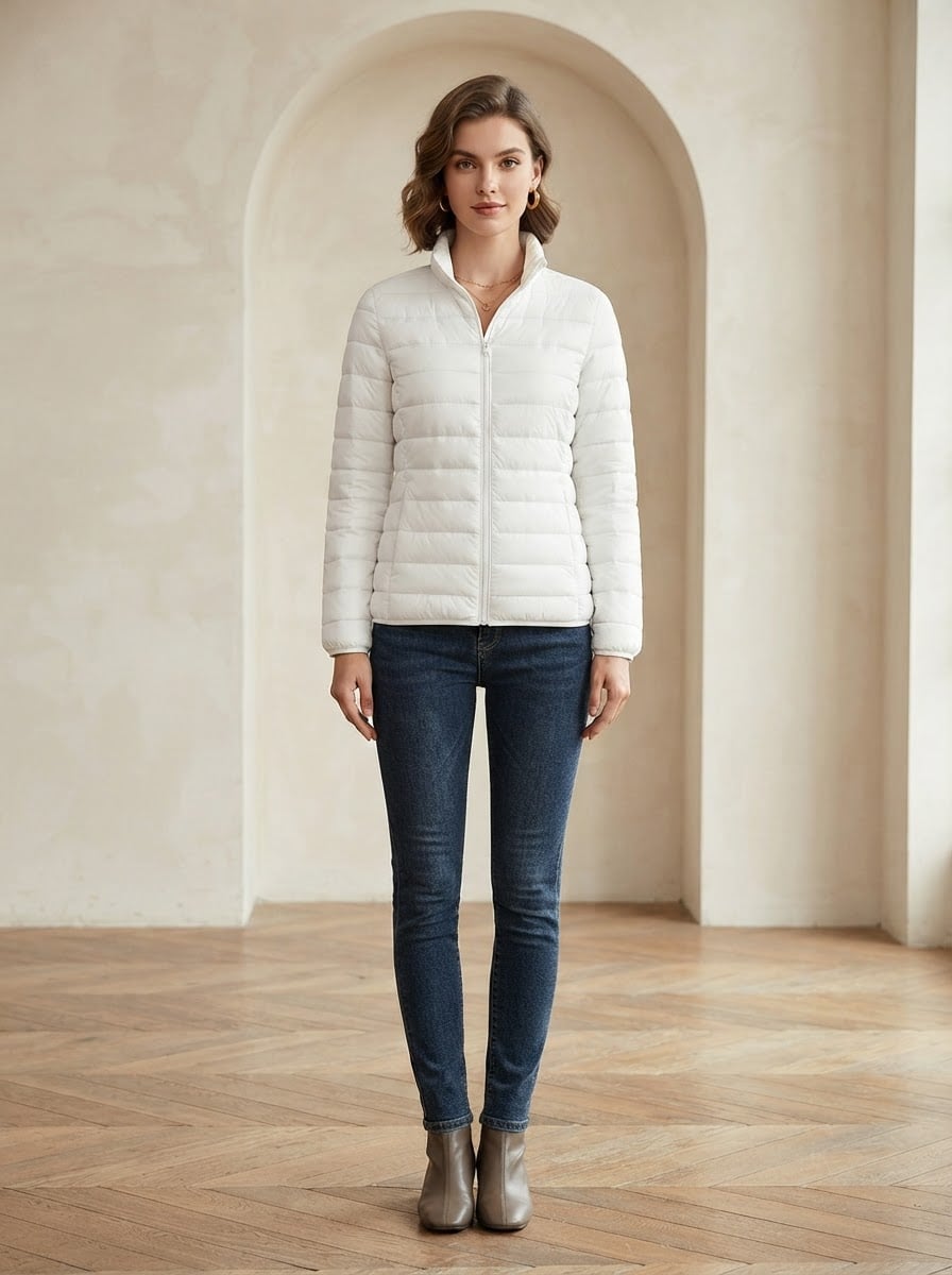 Amelie - Quilted Puffer Coat - front view