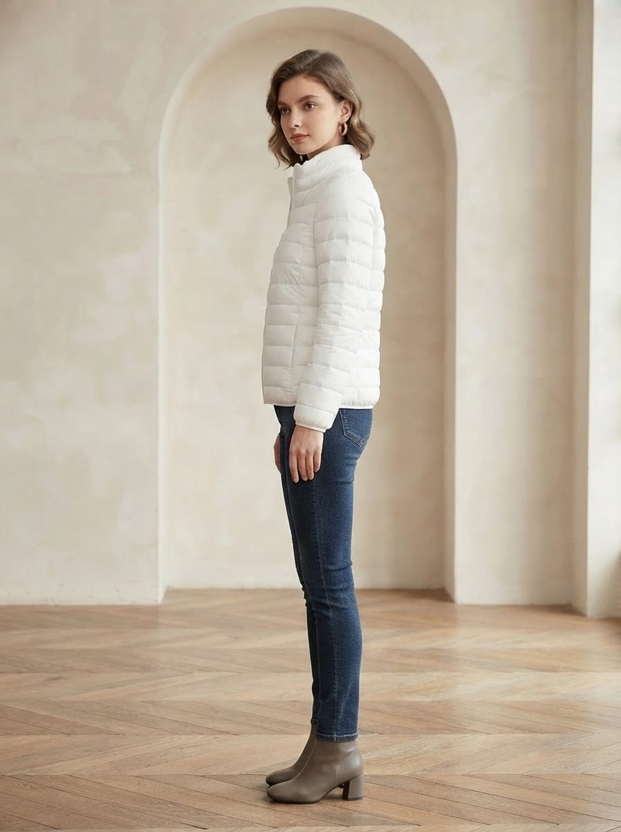 Amelie - Quilted Puffer Coat - side view