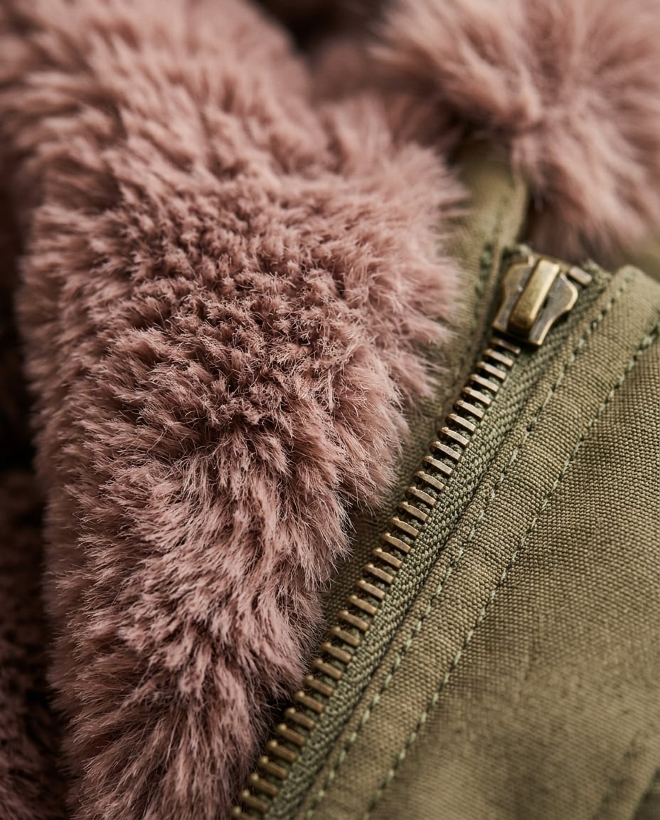 Beatrice - Timeless Fur-Collar Hooded Parka - detail close-up