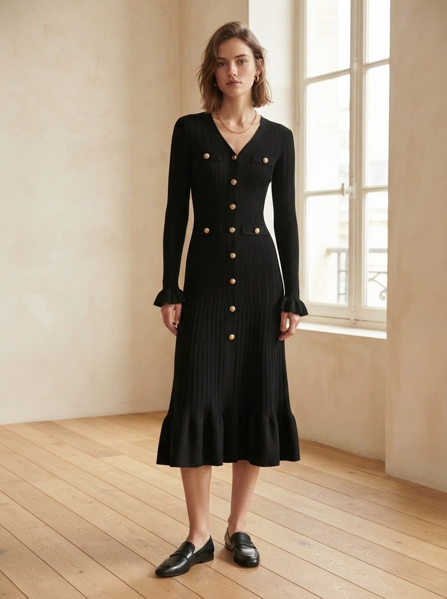 Camille - Cosy Knit Sweater Dress - front view