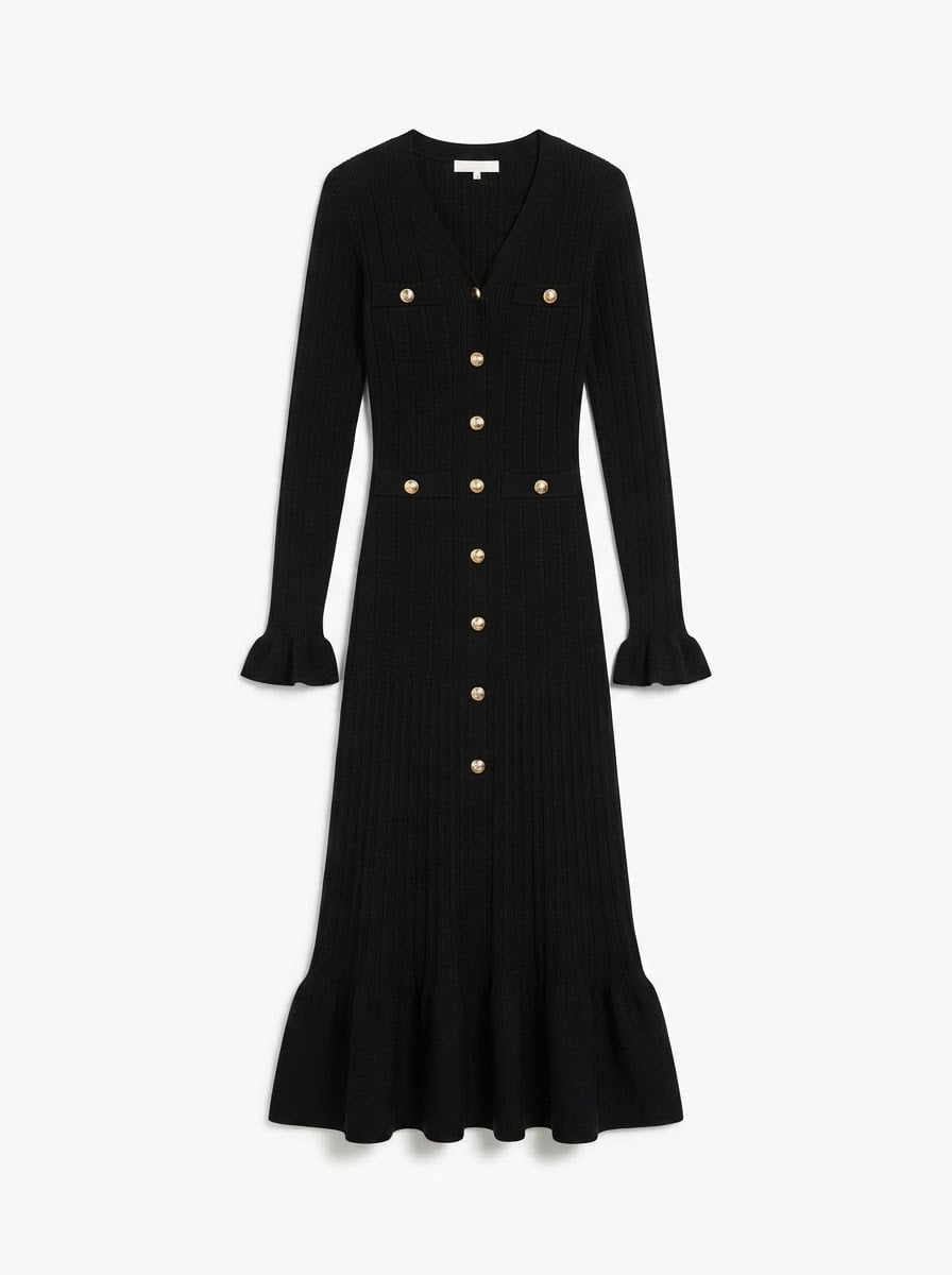 Camille - Cosy Knit Sweater Dress - flat lay