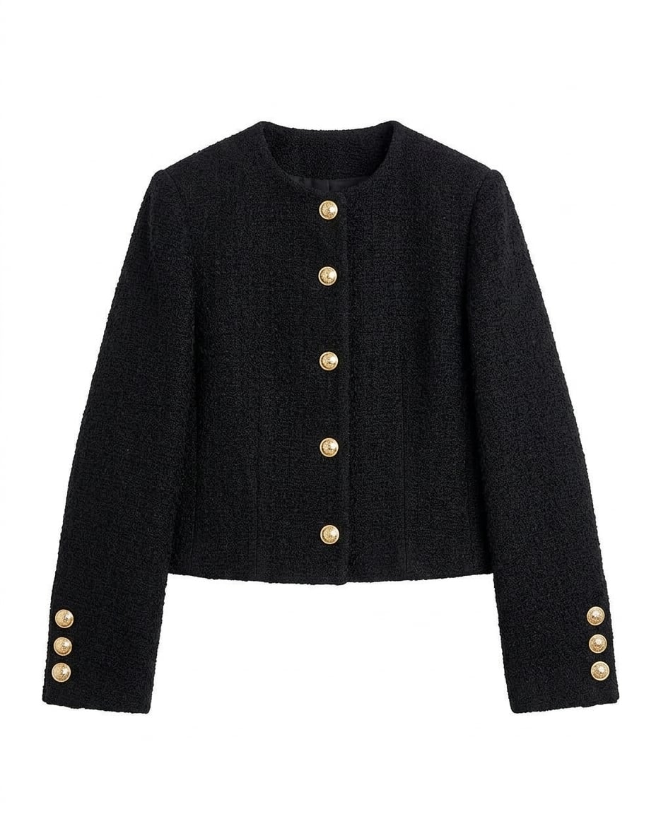 Camille | Effortless Boxy Tweed Jacket for Winter - flat lay