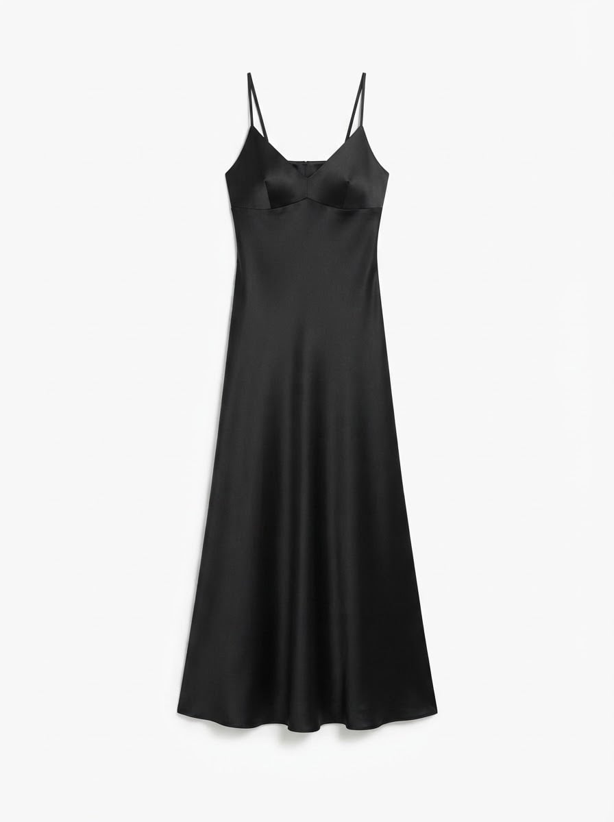 Camille - Elegant Satin Party Dress - flat lay