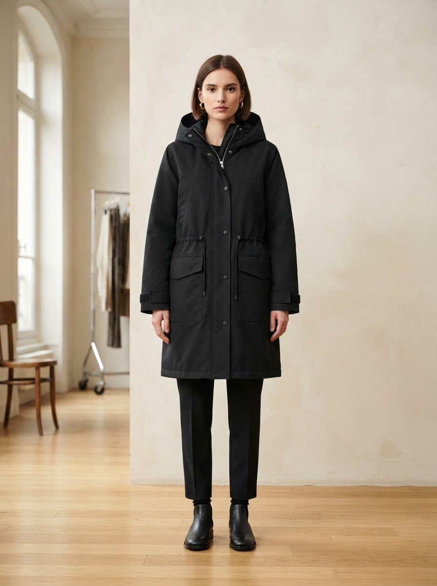 Camille - Hooded Parka Coat for Winter - front view
