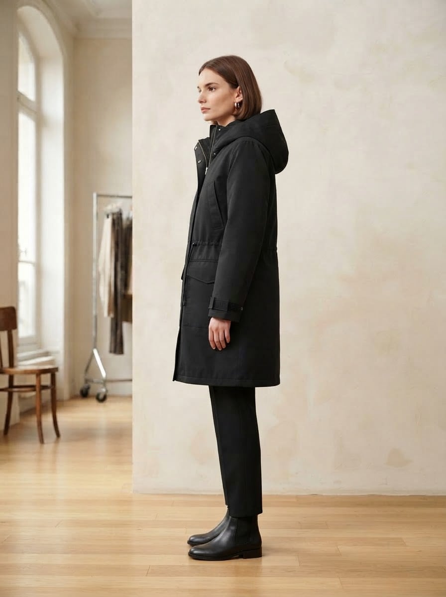 Camille - Hooded Parka Coat for Winter - side view
