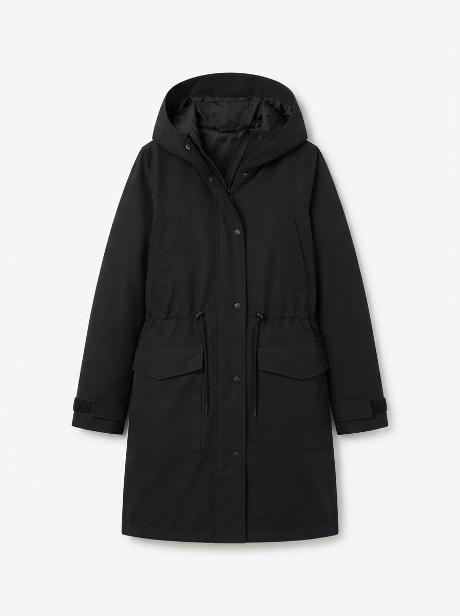 Camille - Hooded Parka Coat for Winter - flat lay