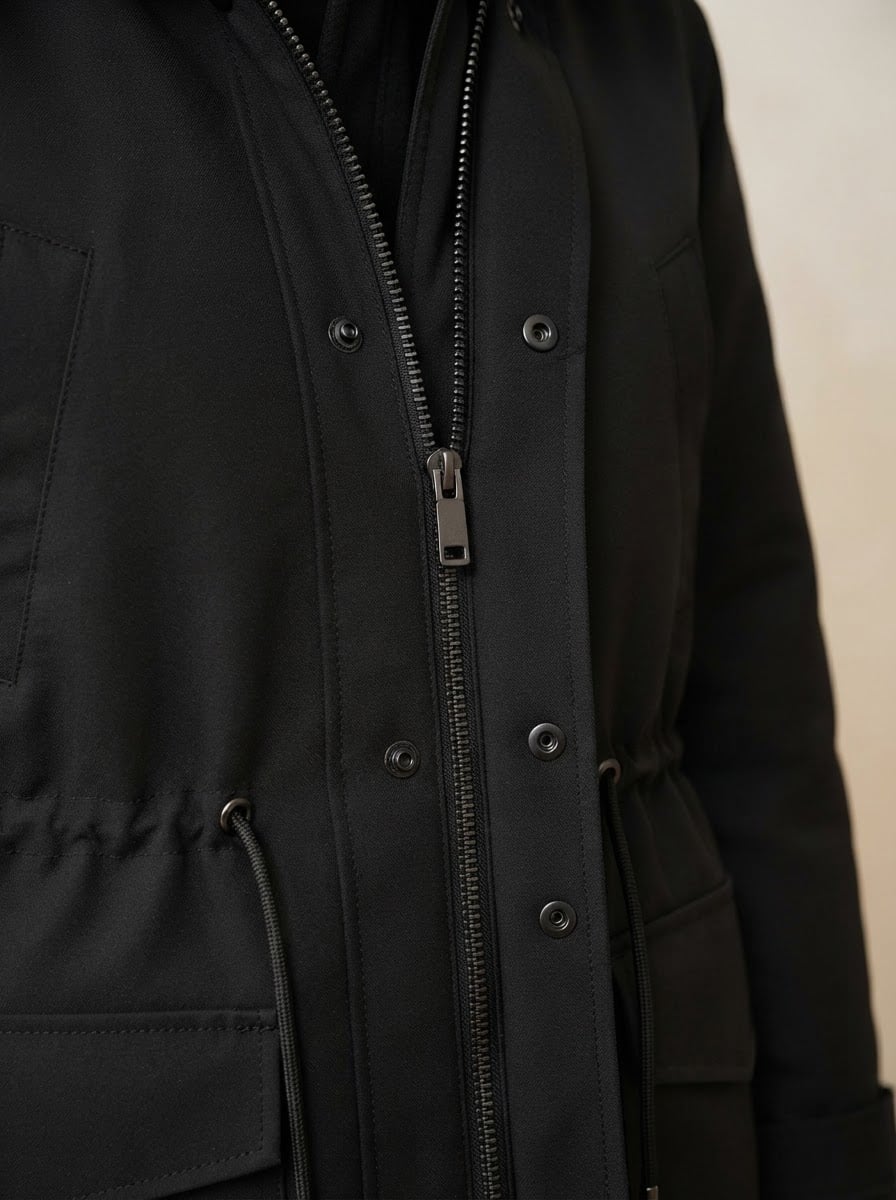 Camille - Hooded Parka Coat for Winter - detail close-up