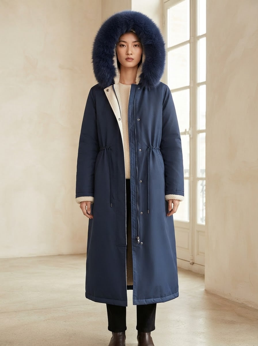 Camille - Hooded Parka Coat for Winter - front view