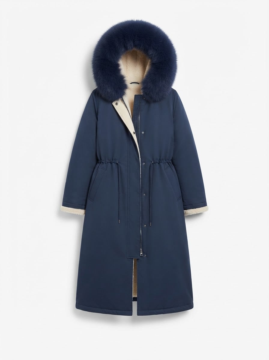 Camille - Hooded Parka Coat for Winter - flat lay