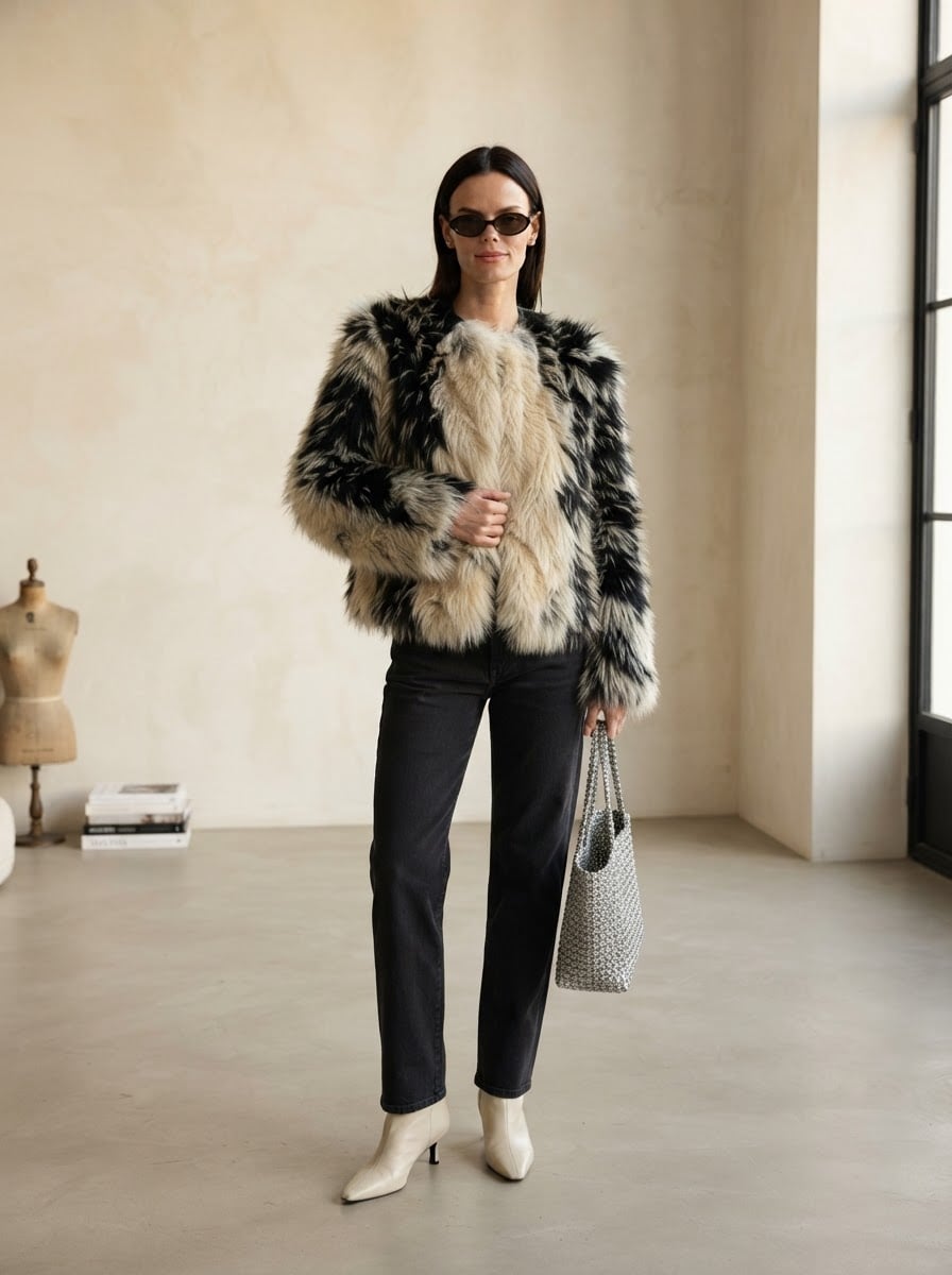 Camille - Luxe Faux Fur Coat for Winter - front view