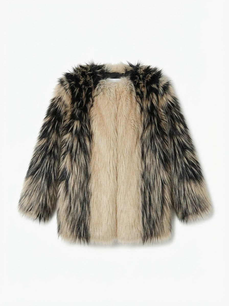 Camille - Luxe Faux Fur Coat for Winter - flat lay