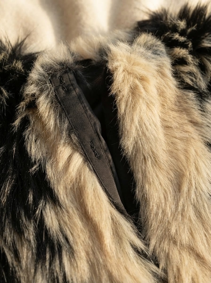 Camille - Luxe Faux Fur Coat for Winter - detail close-up