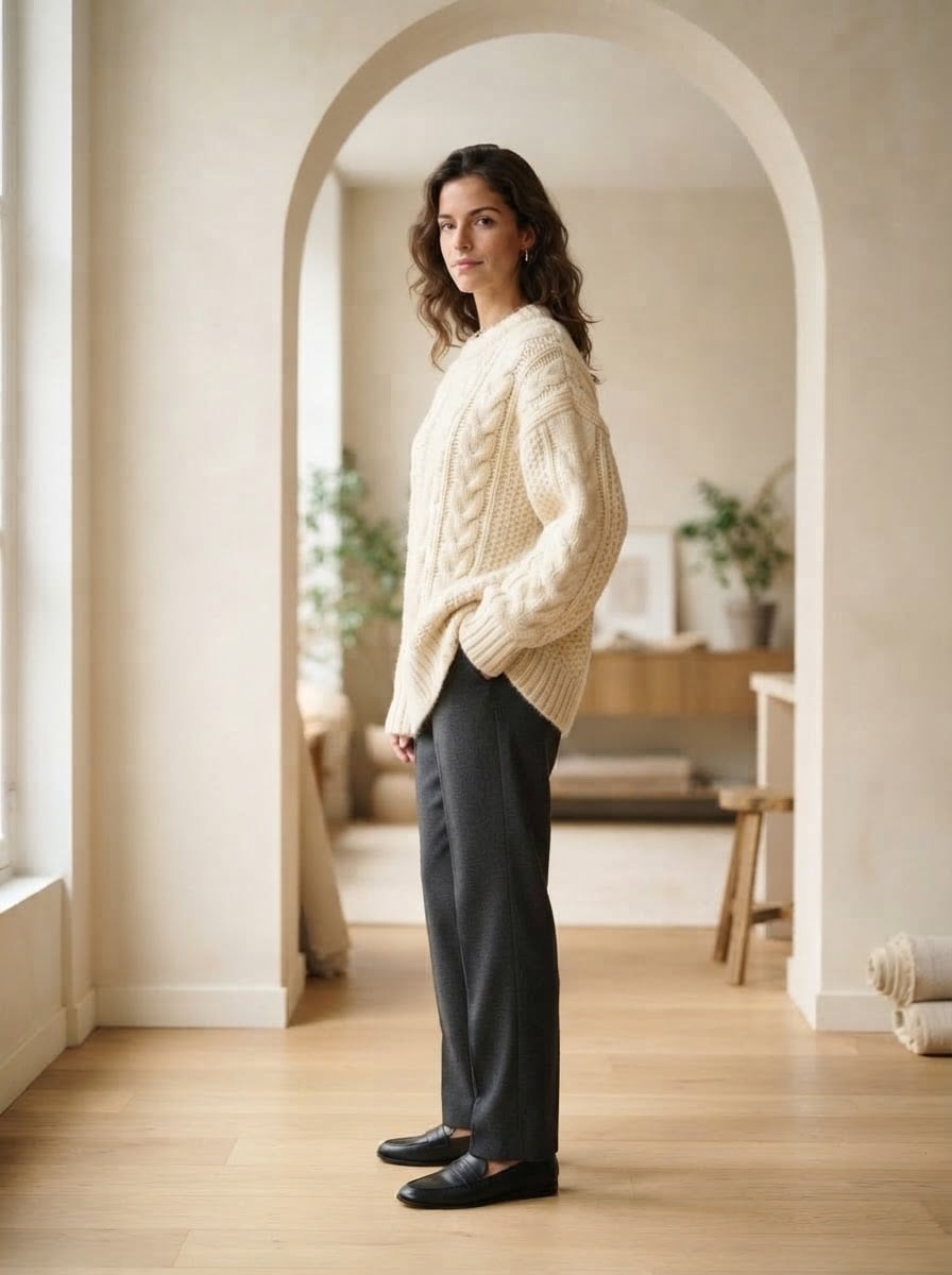 Camille - Oversized Chunky Knit Jumper - side view