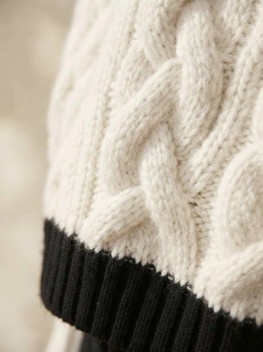 Camille - Oversized Chunky Knit Jumper - detail close-up