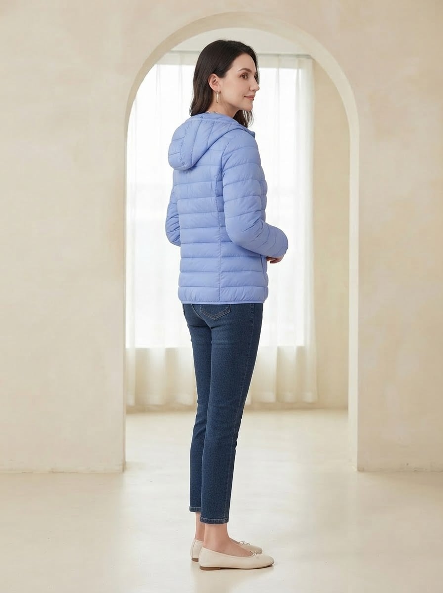 Camille - Quilted Puffer Coat - side view