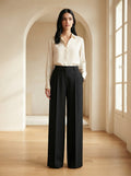 Camille - Wide-Leg Wool Trousers - front view
