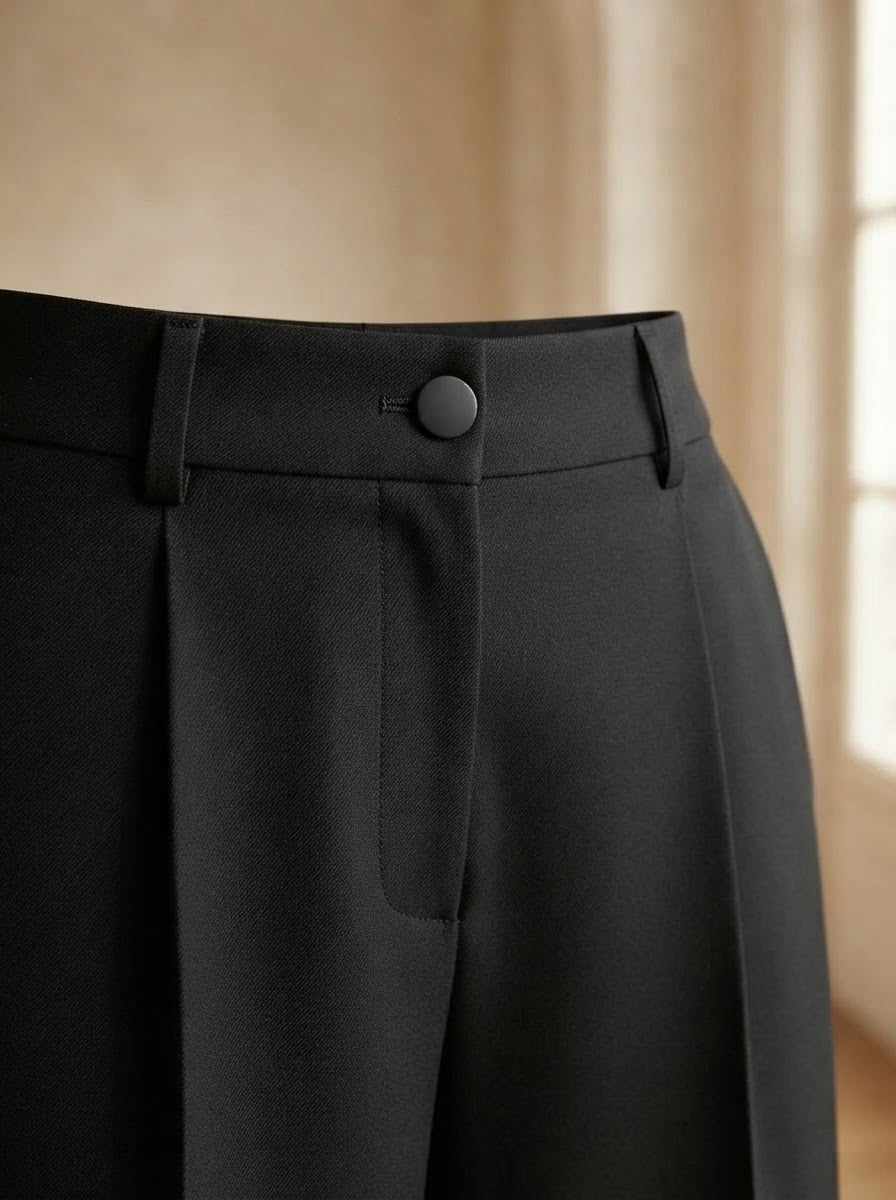 Camille - Wide-Leg Wool Trousers - detail close-up