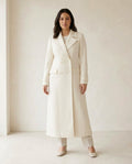 Charlotte | Contemporary Winter White Long Tailored Wool Coat for Winter — Maison Perigee — part-1